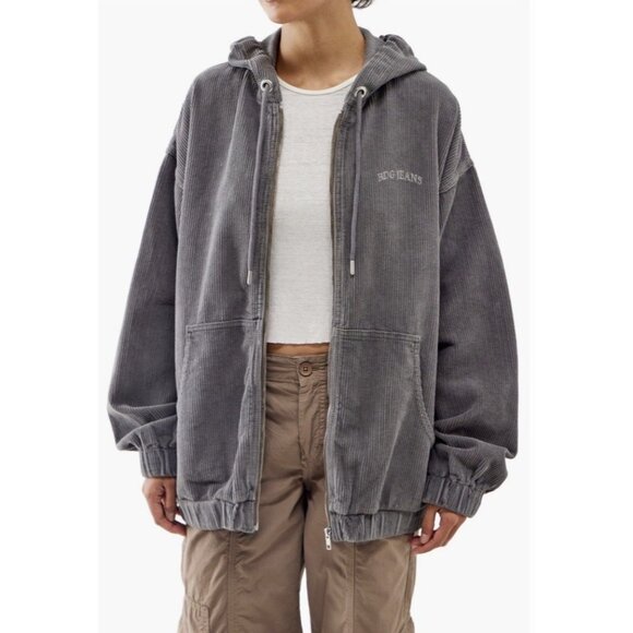 NWT BDG Urban Outfitters Gray Hooded Cotton Corduroy Jacket Size Medium $109.00 - Picture 1 of 10
